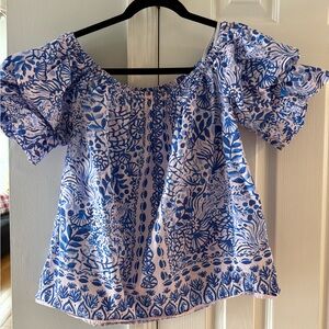 Lilly Pulitzer Blue Floral Women's Top M